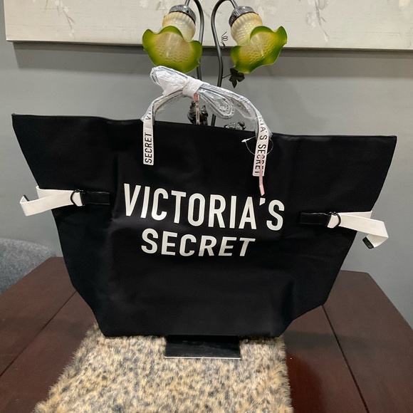 NWT VICTORIAS SECRET LARGE CANVAS TOTE BAG - Picture 3 of 6